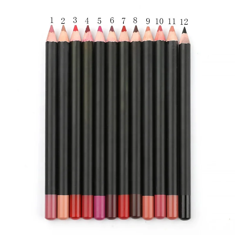 Lipstick Logo printing private label matte dark brown lipliner custom waterproof lip pencil wholesale bulk vegan lip liner