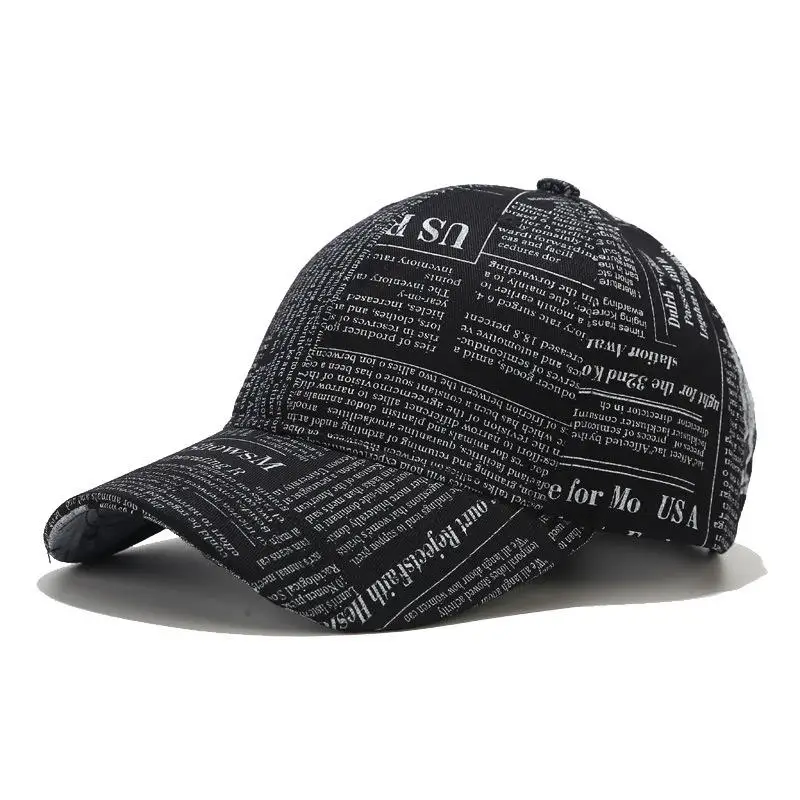 Newspaper Printing Cap Wholesale Man Custom Baseball Sports Caps with Logo