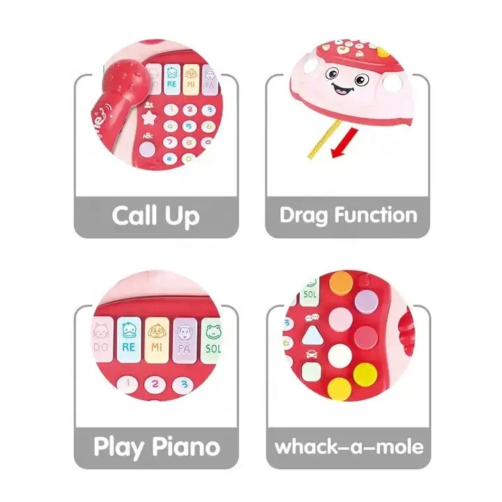 baBaby educational electric musical calling telephone toy pull drag line smart phone toy musical baby mobile for kids