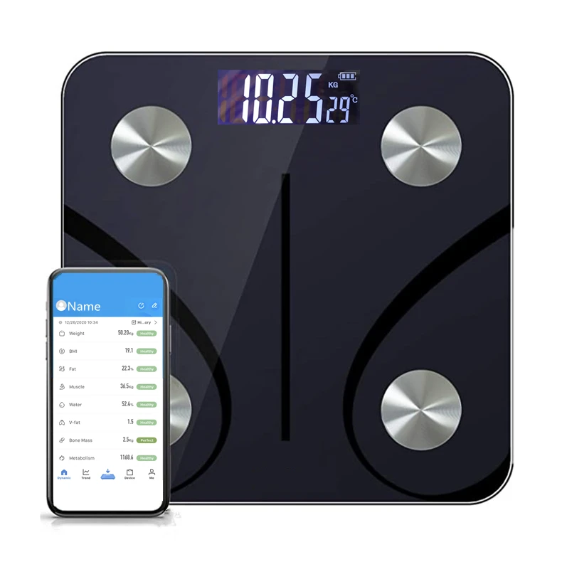 Smart App Connect 280cm Glass Wireless Body BMI Analyzer Scale with Digital Display