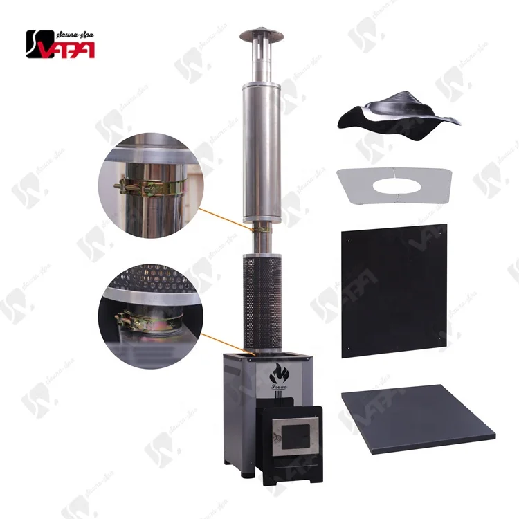 Vapasauna Direct Manufacturer  Popular Wooden burning Sauna Chimney Set European Standard Used  Wood Fired heater