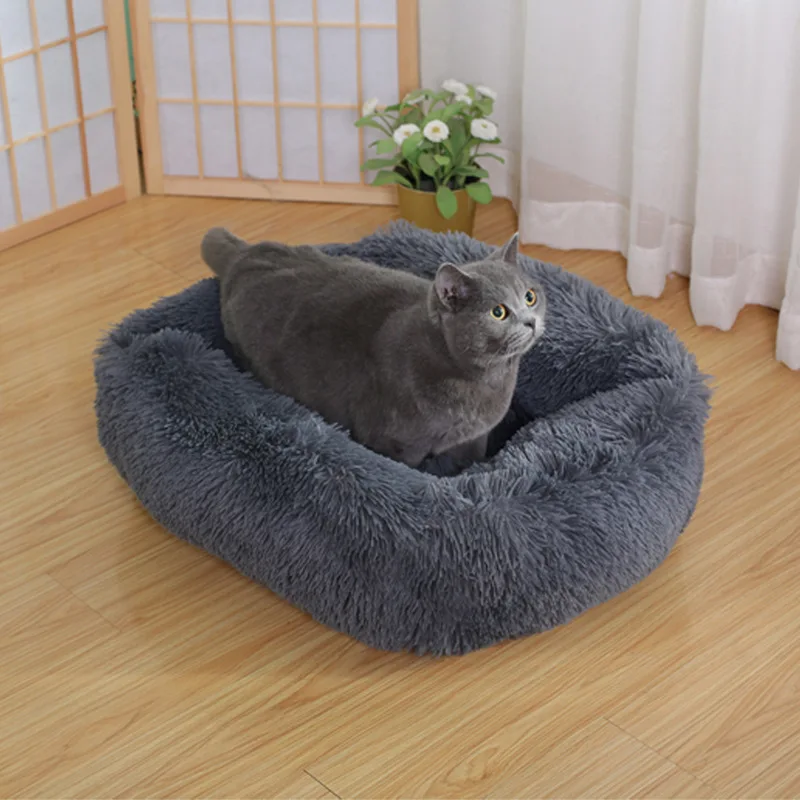 New 2022 Hot Selling Fluffy Donut Plush Pet Cat Bed Dog For Sale