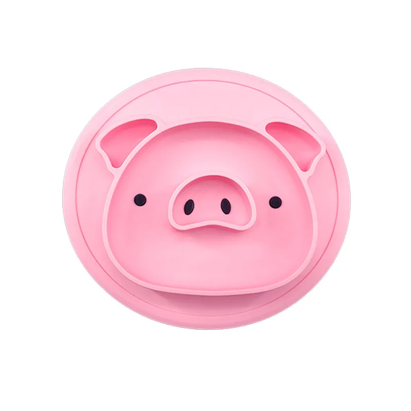 Cartoon Style Little Pig Designed BPA-Free Silicone Dinner Winner Kids Plate