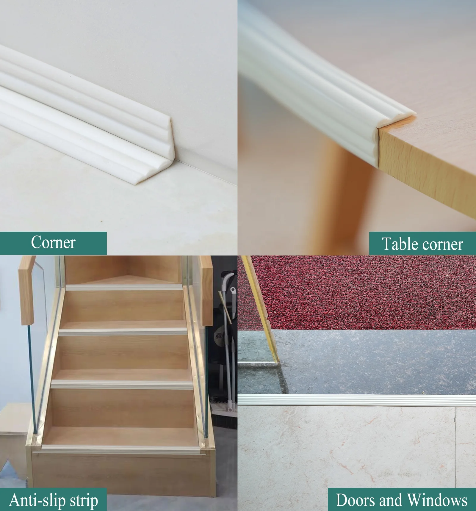 Self- Adhesive edge protection strip flexible molding trim  for edge gaps for doors windows tables corners