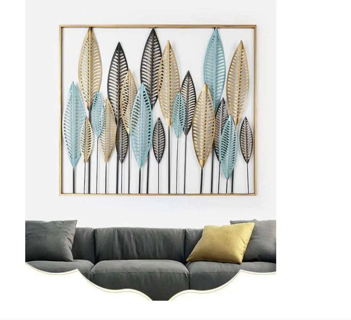 101*71cm Perfect Gifts Wall Hanging Iron Leaf Decor Indoor Art 3D Metal Leaves Wall Decoration for Living Room