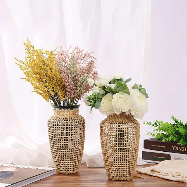 Лидер продаж, ротанговая солома, домашний декор, роскошные аксессуары, гидропонный плантатор, стеклянная ваза