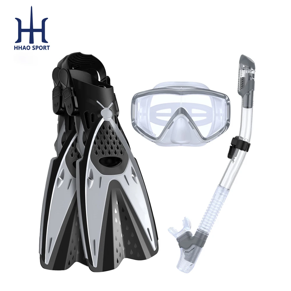 
Wholesale CE Certified Snorkeling Diving Dry Top Snorkel Gear Mask Flipper Set 
