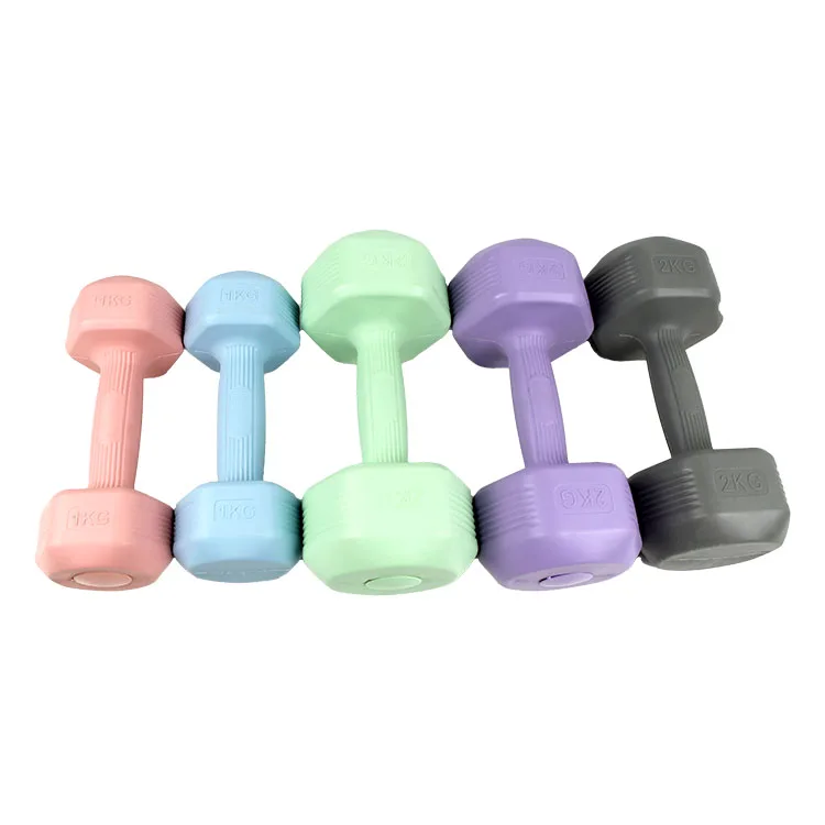 China Factory  Wholesale 1kg 2kg 3kg Colored PVC Cement Free Weight dumbbell with cheap price