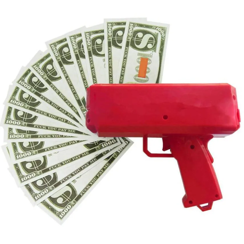 Nicro Wholesale Money Gun Make Cash Prop Money Rain Gun Toy Shot Spray Customized Logo Real Party Game Novelty Money Toy Gun