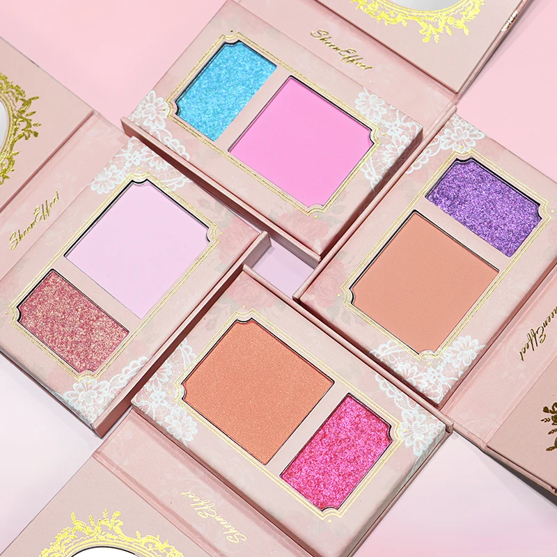 Sheeneffect 2 in 1 Long Lasting Sweet Shimmer color changing Highlighter and blusher Glitter Chameleon Highlighter and blusher