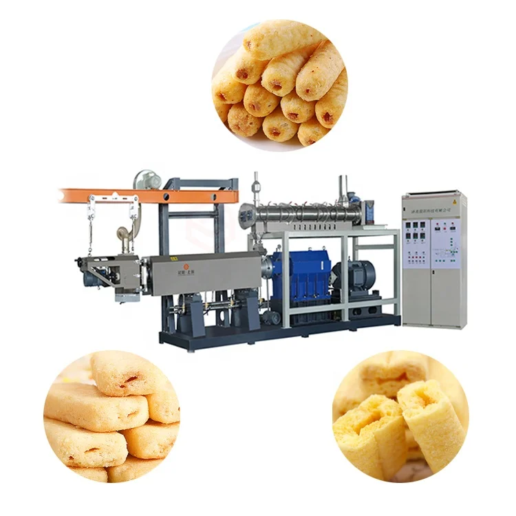 Automatic inflating sweet industrial puffed production line core filled snack food making machine