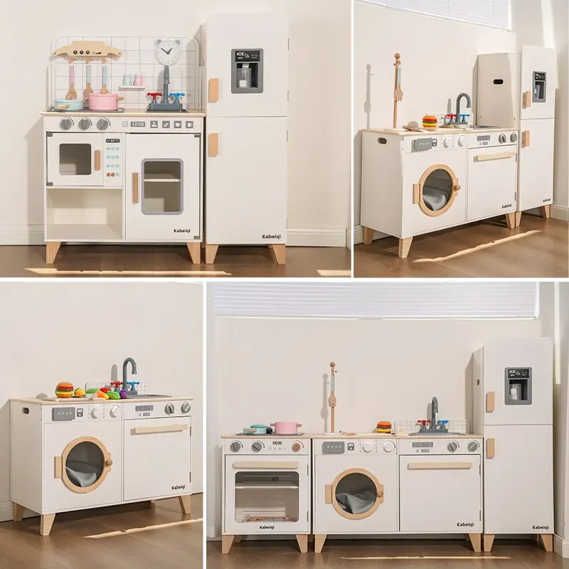 New Wood Kids Educational Toys for Kids Kitchen Sink Set Nordic Wooden Toy  Danish Simulation Kitchen Toys