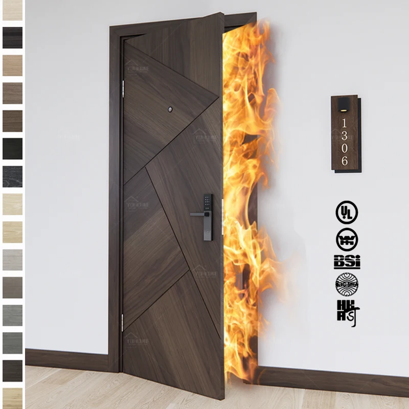 China top factory custom size 36 34 32 30 28 inch doors fire rated apartment hospital wood fire cut door hotel fire cutting door
