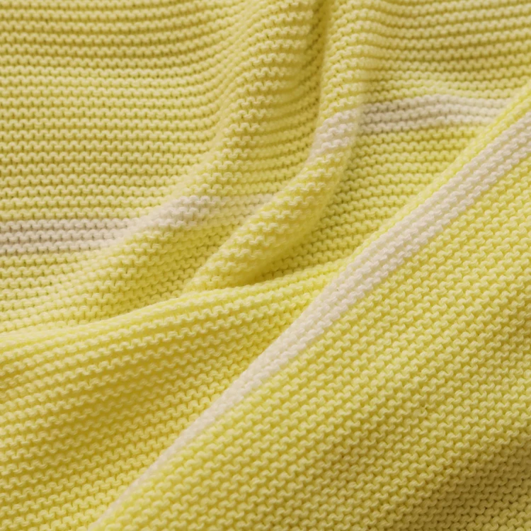 Custom double bed couch sofa 100% wool cotton linen throw knitted baby blanket for autumn and winter