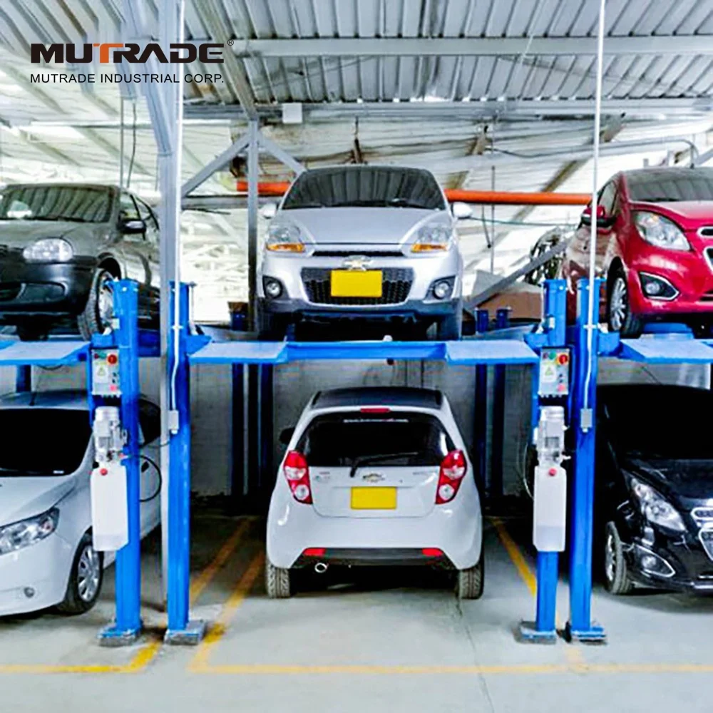 Four Column Hydraulic 4 Post Bridge car lift ramps  vertical smart parking lift car stacker