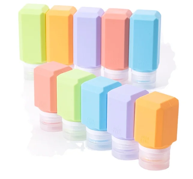 Portable BPA Free  Leak Proof Refillable Cosmetic Squeeze Silicone Travel Sub Bottles for Toiletries
