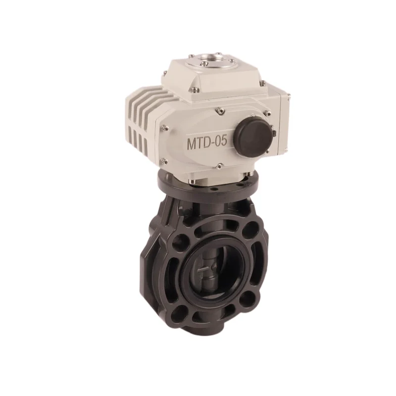 Wafer Type UPVC CPVC Automatic Flow Water Wastewater Treatment Electric Butterfly Valve UPVC  for Water