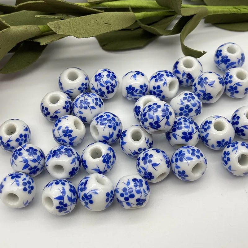 6-12mm Ceramic Beads DIY/Handmade Exquisite Ceramic Blue And White Ceramic National Style Beads for Jewelry Making
