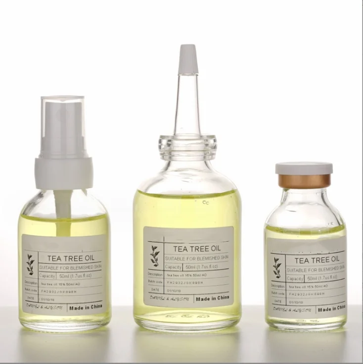 Spot 20ml 50ml molded penicillin bottle package transparent glass essential oil bottle cosmetic liquid essence flask