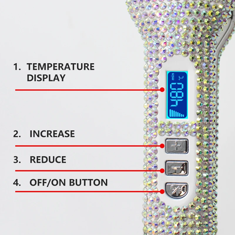 Wholesale Pink Black Rhinestone Electric 500 Degrees Hot Comb Hair Straightener Hotcomb Bling Hot Comb Electric