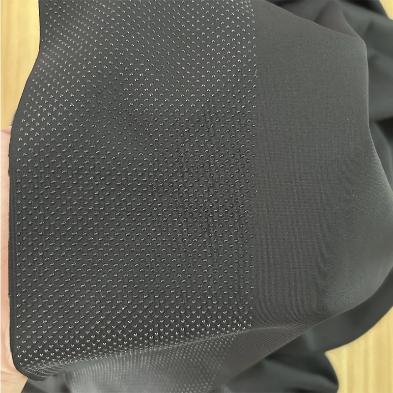 Custom logo gripper silicone coated spandex fabric warp knitting polyester non slip pattern print fabric