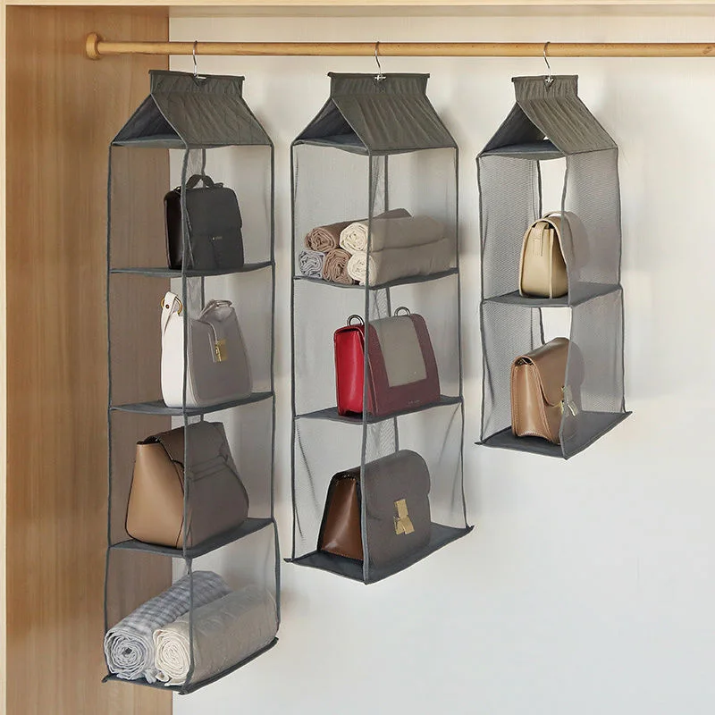 Dust-proof Wardrobe Closet Storage Holder Bag 2/3/4 Pockets Wall Hanging Handbag Organizer home storage & organization