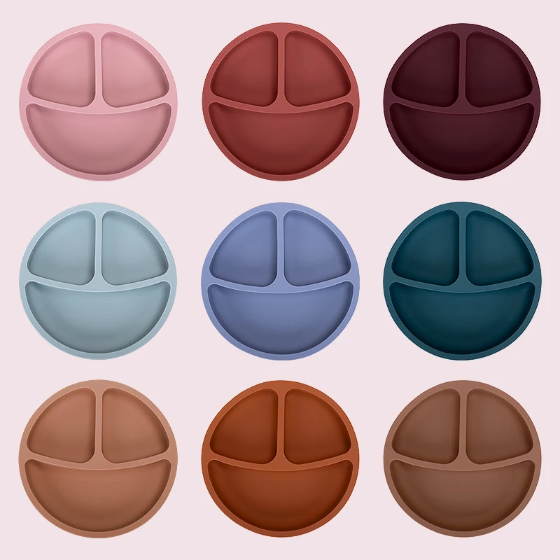 Baby Safe Silicone Dining Plate Solid Cute Cartoon Children Dishes Suction Toddle Training Tableware Kids Feeding Bowls