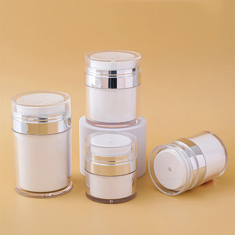 Vacuum Press Pump Dispenser Travel Portable High-End Jar for Creams Moisturizers Foundations Sunscreens Plastic Bottle