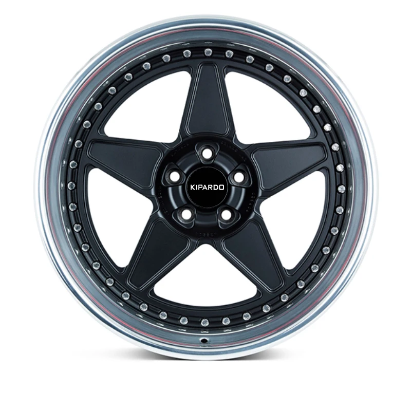 kipardo 18 19 20 inch 5x112 Alloy wheel Forged rims Pentagram Wheel 3 Piece Red Chrome rims