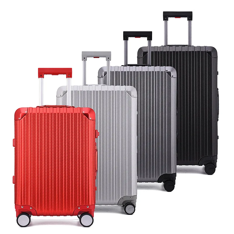 100% Full Aluminum Suitcase Koffer Travel Daily Use Business Luggage Designed Traveling Case With Woven effect