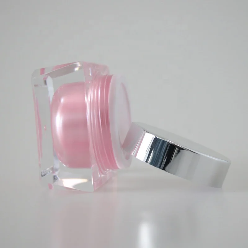 
Professional Manufacturer 15g 30g 50g Double Wall Square Acrylic Cosmetic Cream Jar with Silver Lid 