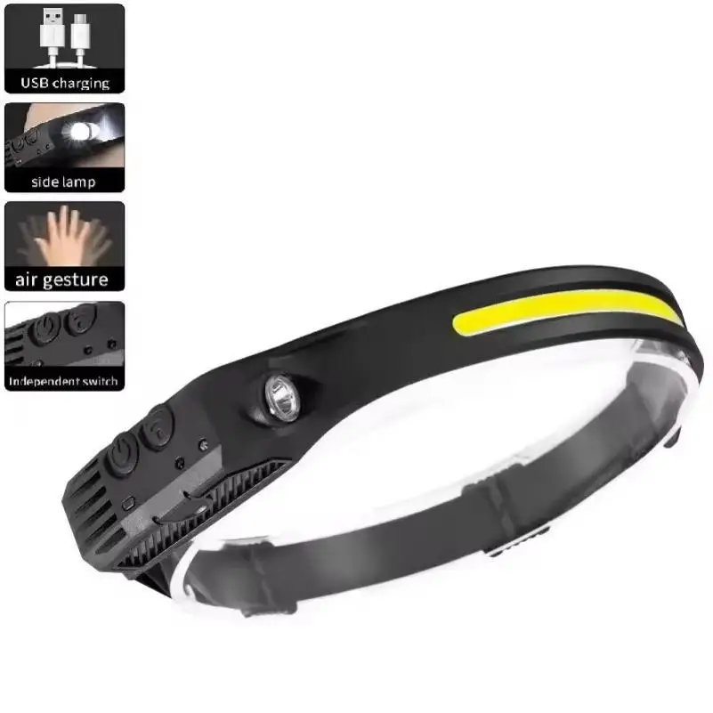 Super Bright High Power COB Motion Sensor Widen Beam Rechargeable Waterproof Headlamp For emergency