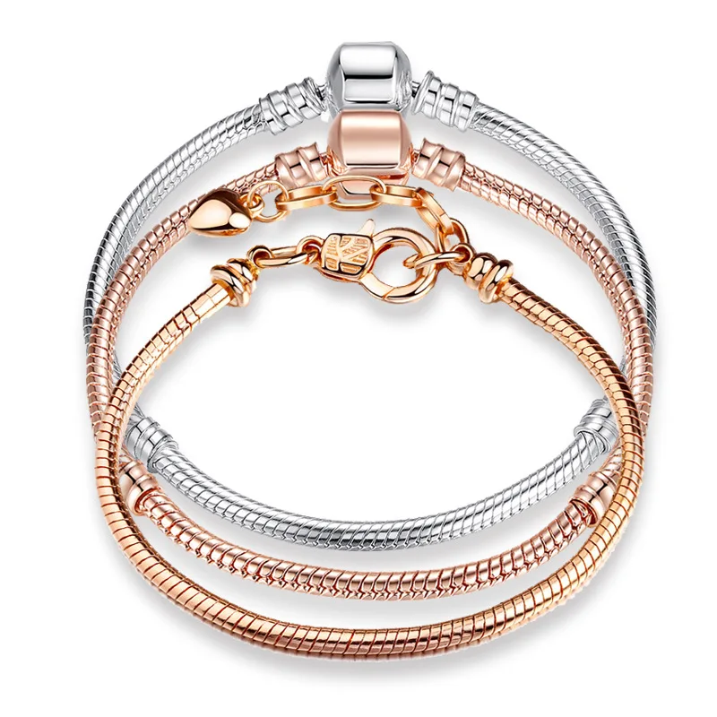 Brass Silver Gold Plated Non Tarnish Waterproof Bracelets Tertiary Plating Blank Basic Snake Chain Bracelet