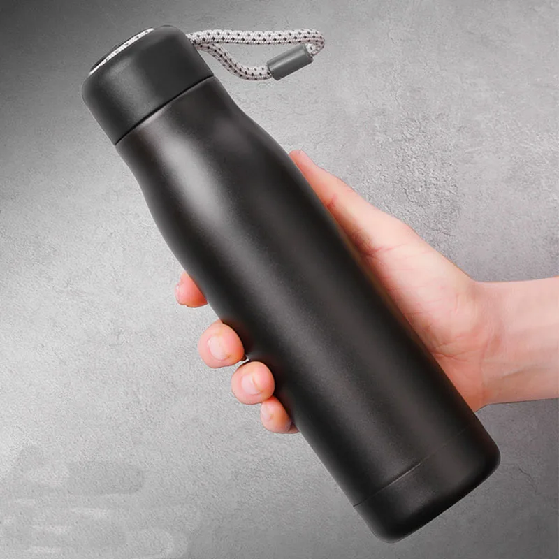 Straight drinking cup with rope Insulated Stainless Steel Sublimation cup festival slim vacuum travel mug gift water bottle