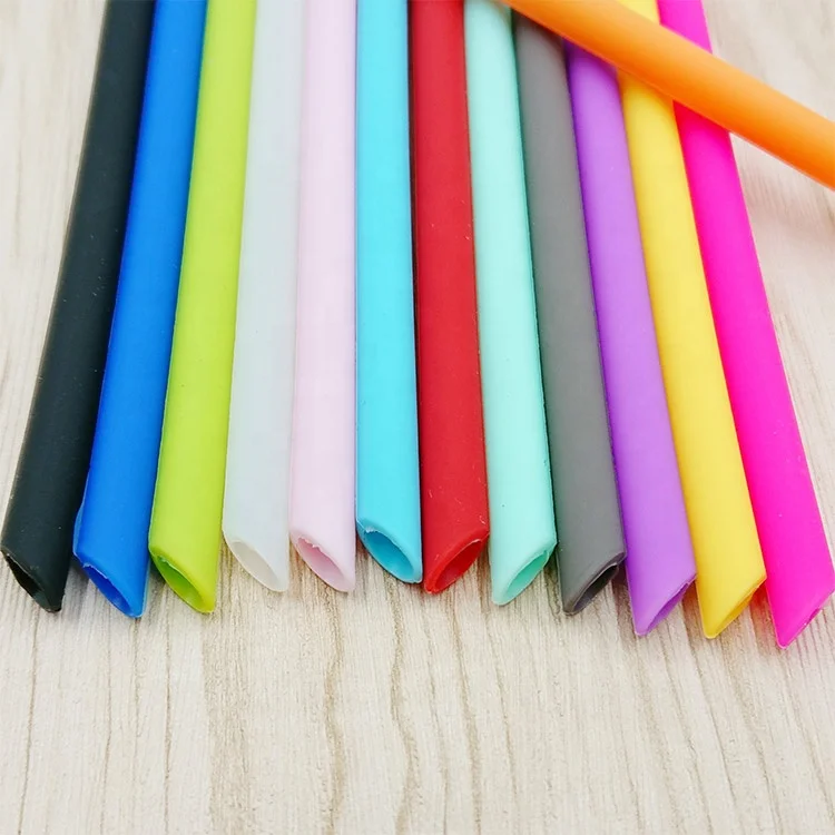 Reusable Eco Friendly Drinking Straws  200*8*6mm Silicone Drinking Straws