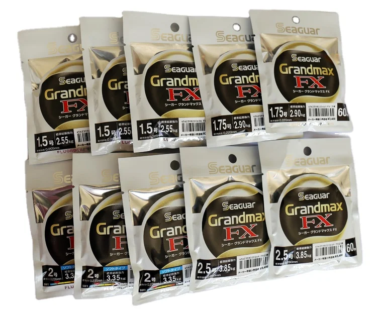 
Углеродная рыболовная леска Seaguar Grandmax FX 100% bloom, 60 м, леска для раковины, невидимая рыболовная леска 