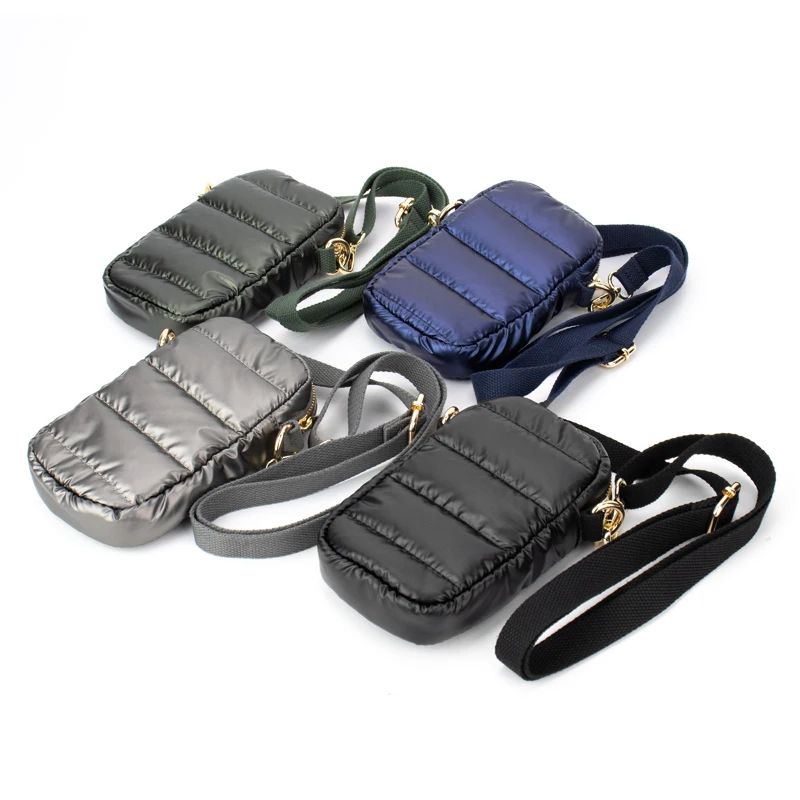 Fashion Casual Puffer Women Shoulder Strap Purse Cellphone Case Mobile Phone Bag