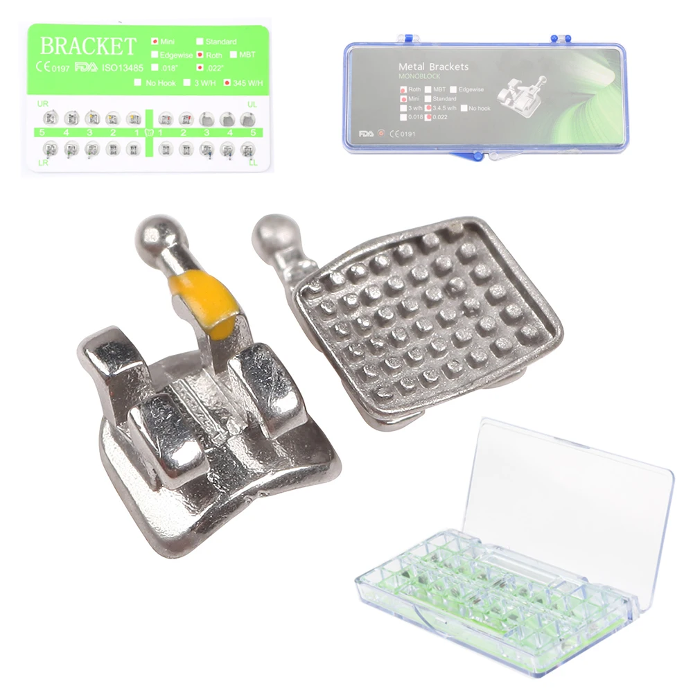 Dental Orthodontic Materials Metal Braces Mini Roth 018 Sandblasting Monoblock Brackets for Teeth