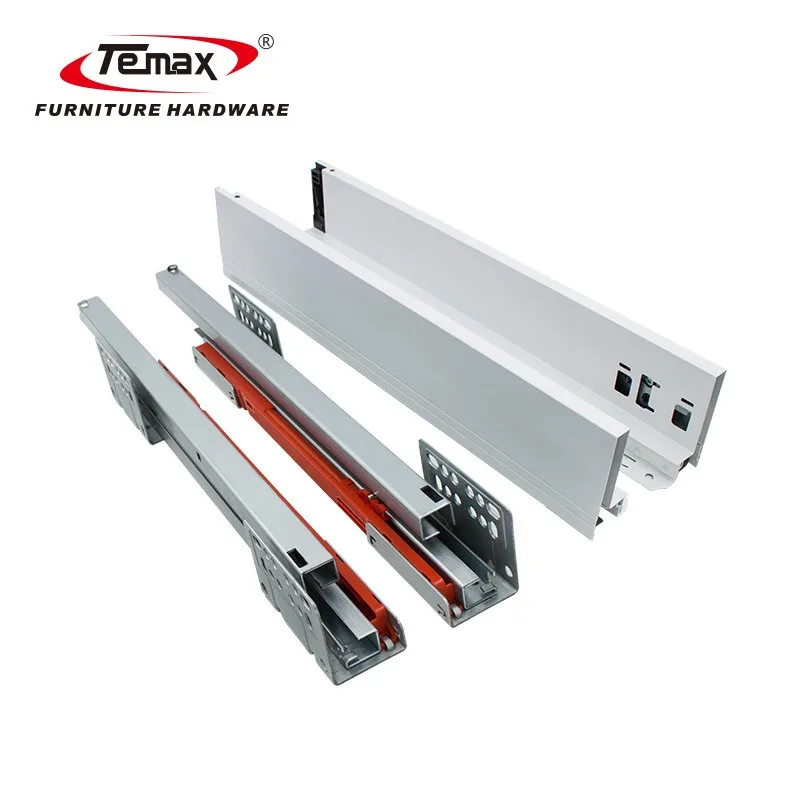 Temax high quality soft closing slim tandem box kitchen drawer slide