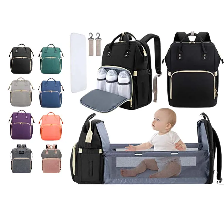 Functional cribs 7 in1 Custom Luxury tote mummy nappy mommy mommy baby diaper bag backpack With Changing Station