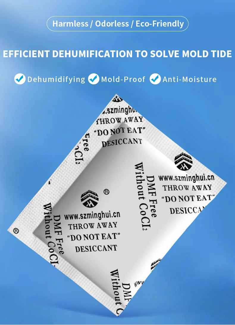 MINGHUI 5g Static Drying RoHS Reach DMF Standard Desiccant Silica Gel Desiccant Silica Gel Bag