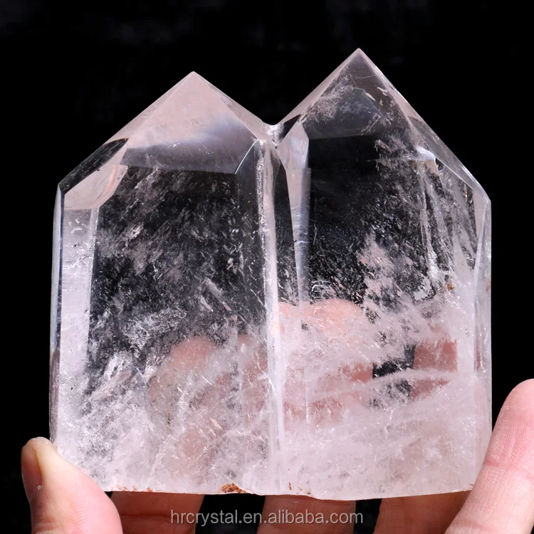 Famous Feng Shui Gemstone Crystal Tower Polished Large Clear Quartz Crystal Double Points