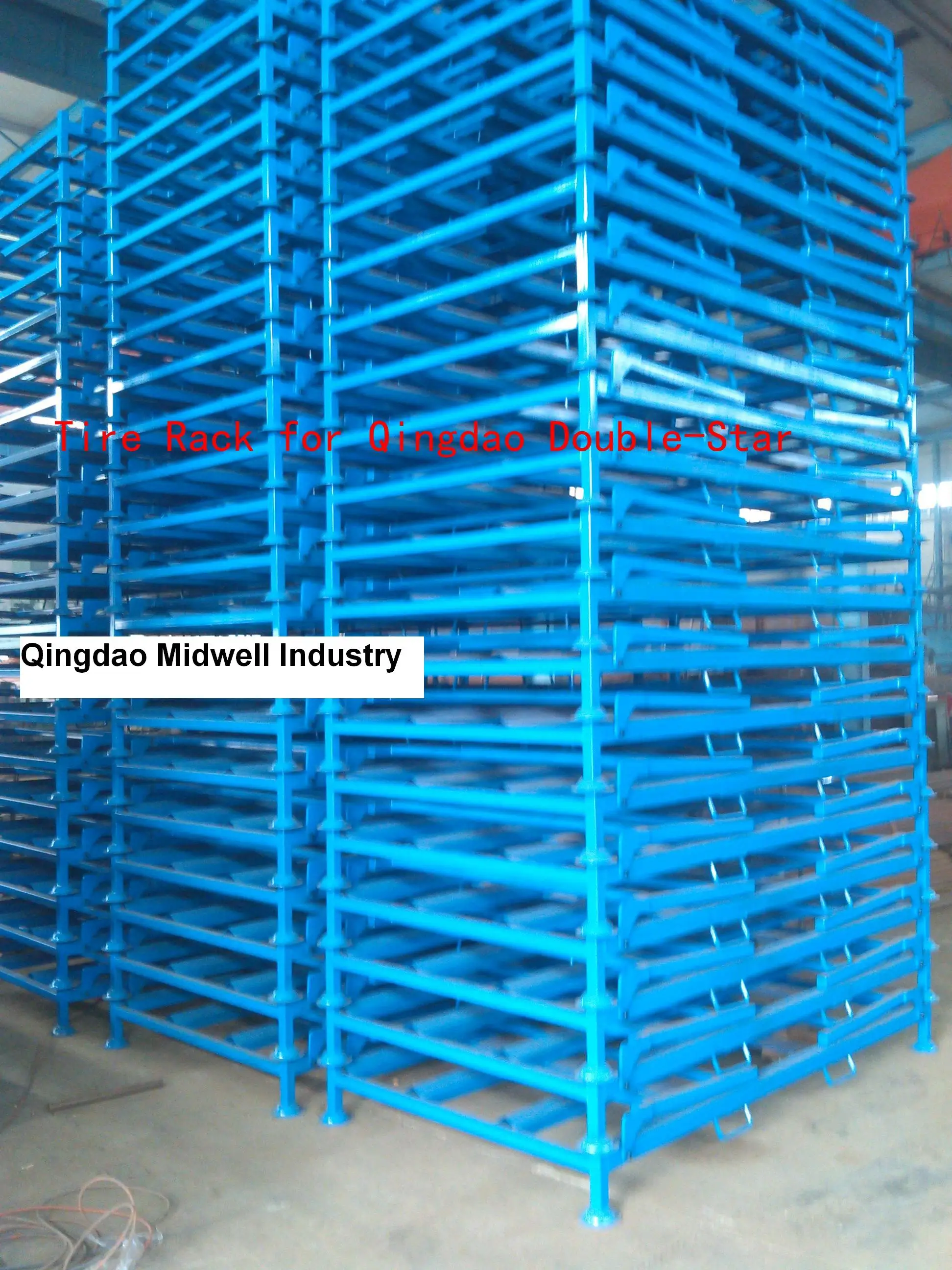 Midwell hot sale foldable powder coated heavy duty truck tyre storage stacking metal tire rack