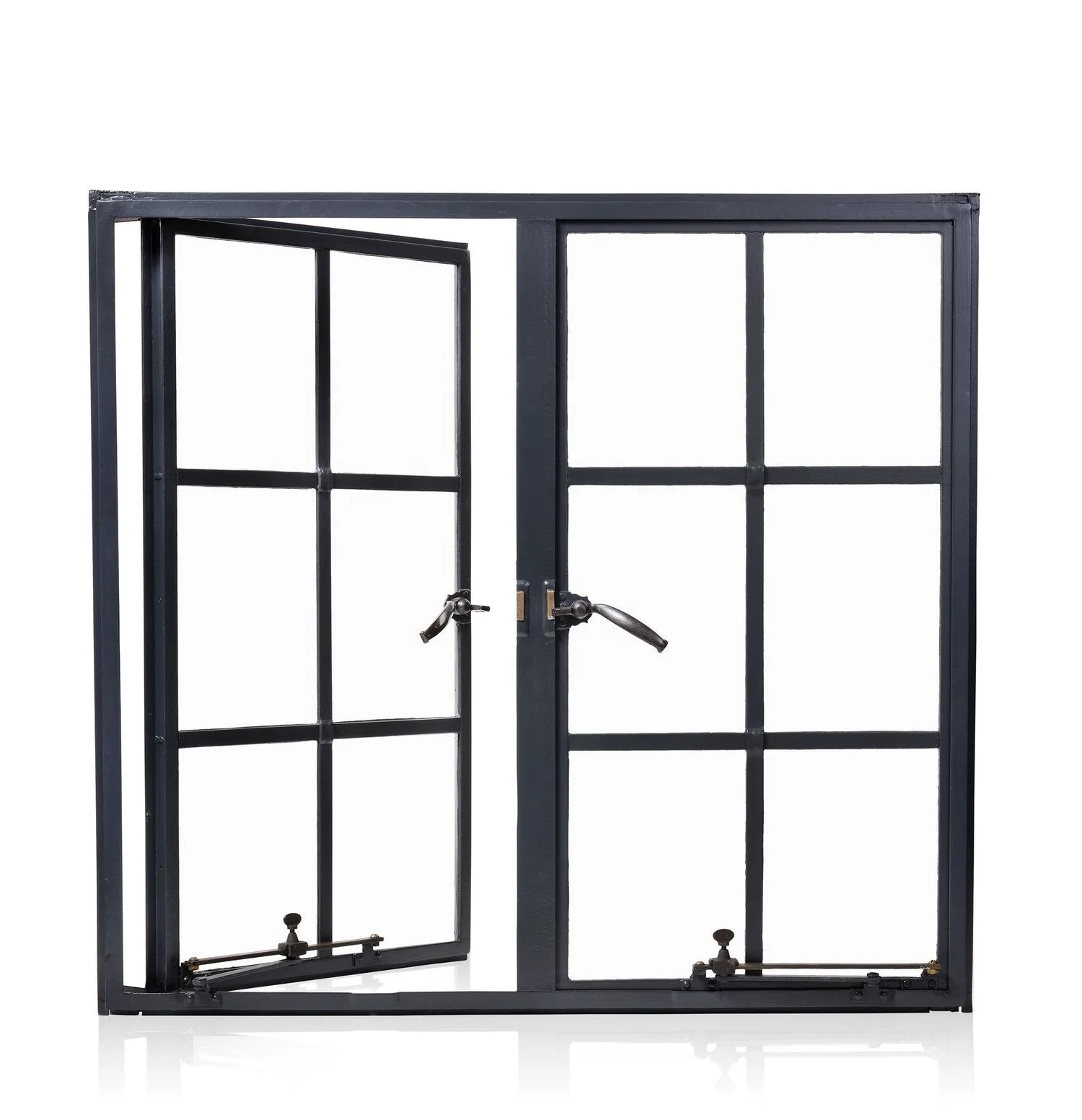 Soundproof Insulated Glass Wooden Window Design Rolling Handle American Crank Open Window Casement Windows