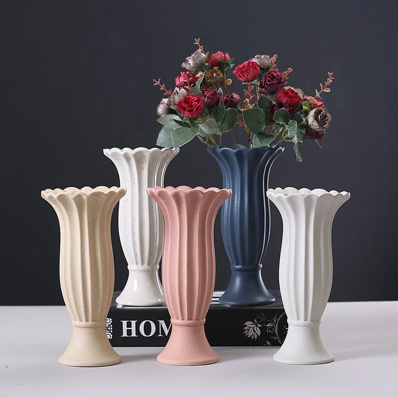 Roman Pillar INS Ceramic Vase Decoration Creative Craft Ceramic Living Room Cross border Hot Selling Vase Ceramics