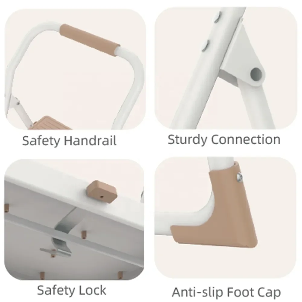 Kitchen Small Steel  Folding 3 Step Ladder Stool Slim Design Portable Household Metal 2 3 Step Ladder With Handrail