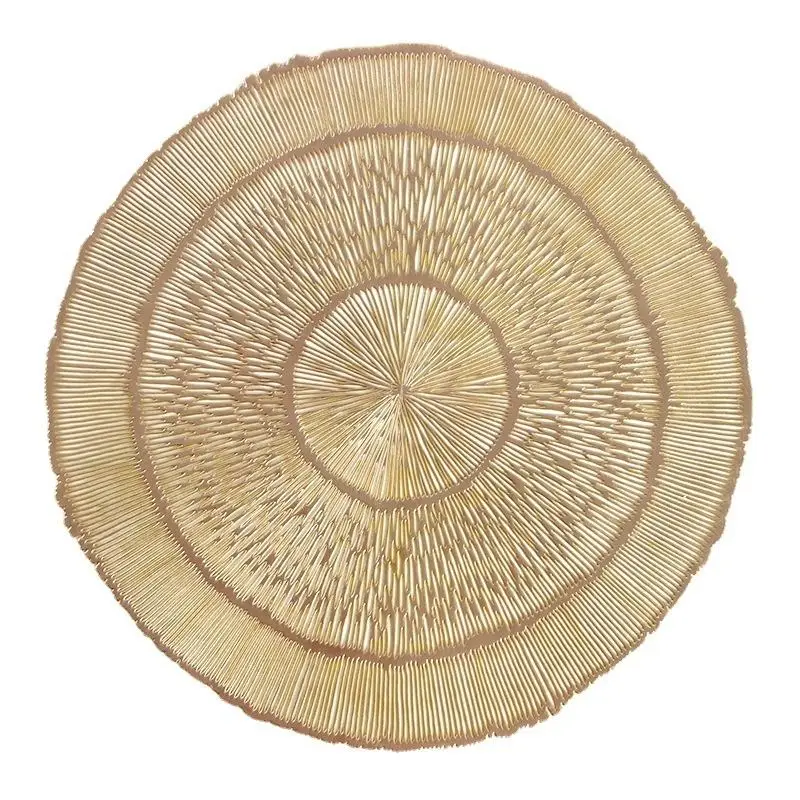 Wedding mat 38 cm hollow gold and silver leaf flower fan-shaped round table polyvinyl chloride table mat