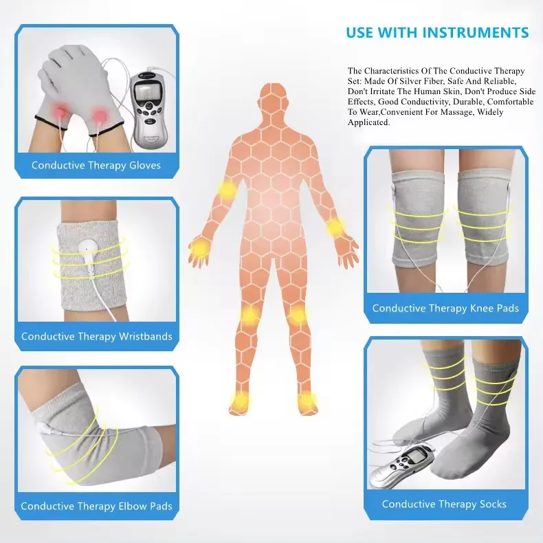 Silver Thread Conductive Loop Accessories Conductive DDS Electrode Health Therapy Massage Wrist Sleeve For Tens EMS Devices