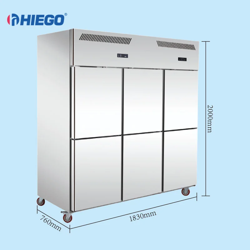 Commercial Double Door Air Cooling Freezer Stainless Steel Upright Refrigerator Refrigeration Equipment