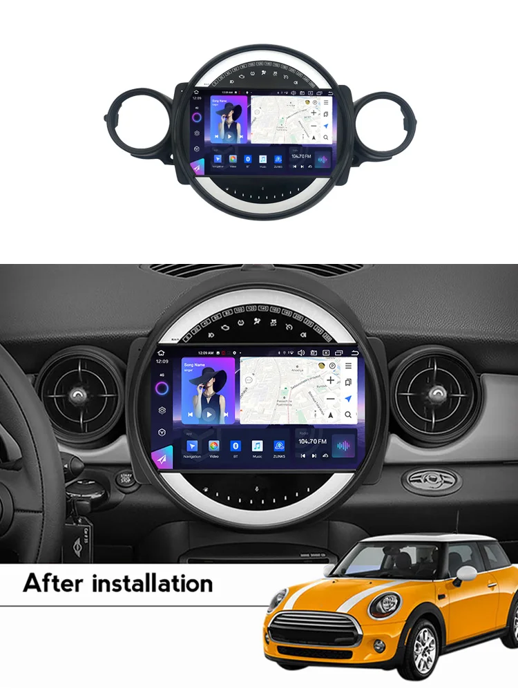Navifly NF 9 inch QLED touch screen car 360 camera BT ADAS DVR for BMW Mini 2007-2015 Android auto car-play car audio player
